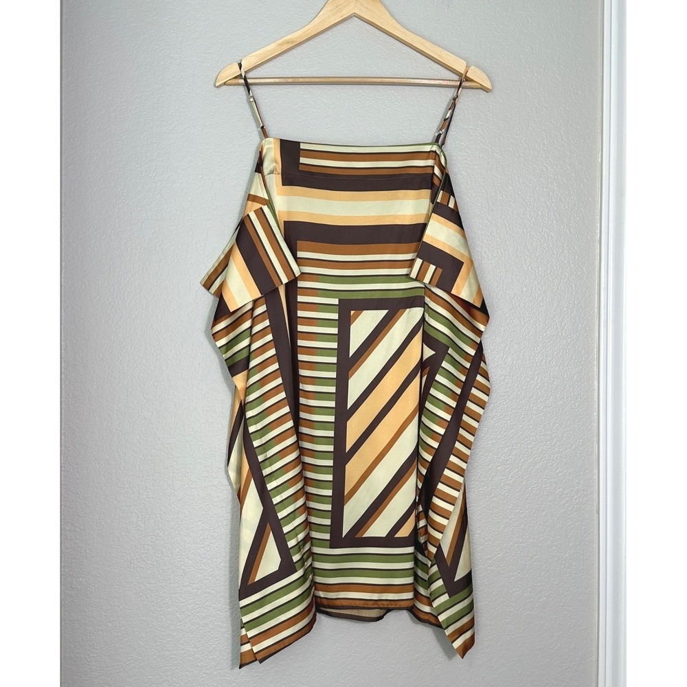 MISA Los Angeles Mayam Draped Geometric Mini Dress L Brown Green Festival Resort - Picture 3 of 12